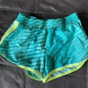 Women’s green and blue athletic shorts